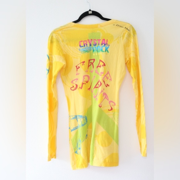 NWT Christian Audigier Crystal Rock Women Medium Hippie Free Spirit Y2K Top - Picture 4 of 7